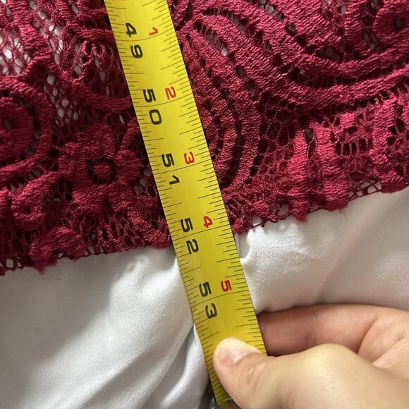 Enfocus Studio Womens 8 Burgundy Lace Maxi Dress Sleeveless Elegant Formal Gown - Picture 2 of 7